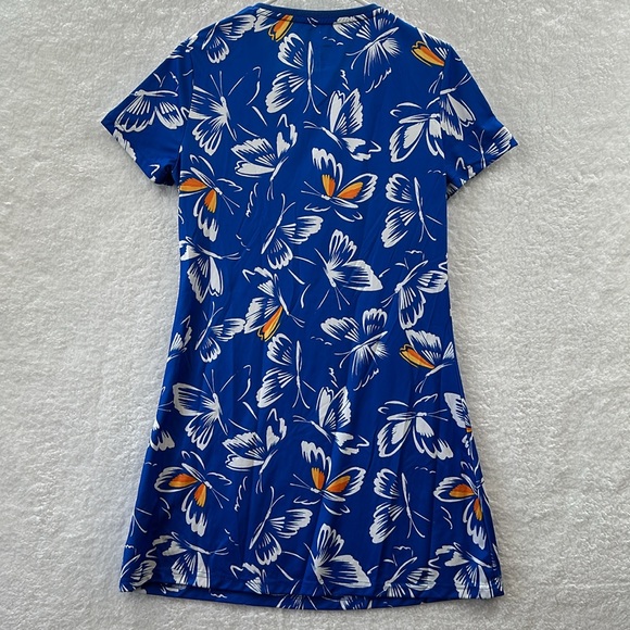 adidas x Farm Rio Butterfly Print Mini Dress Blue Short Sleeves Size Medium - Picture 10 of 10